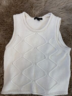 Banana Republic Ivory Diamond Cable Knit Sleeveless Top